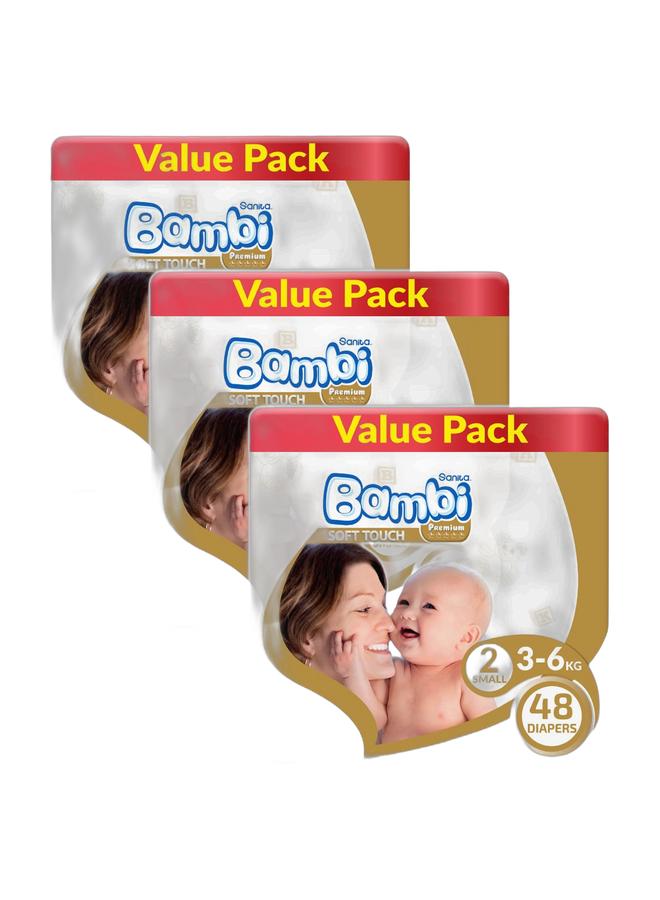 Sanita Bambi Size 2, Small, 3-6 Kg, Value Pack, 48 Diapers Bundle